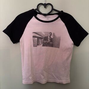 Brandy Melville Leon the Professional baseball tee crop top in Black and white